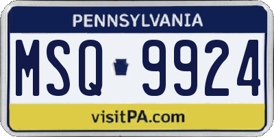 PA license plate MSQ9924