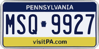 PA license plate MSQ9927