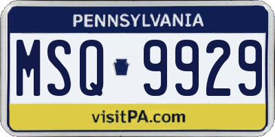 PA license plate MSQ9929