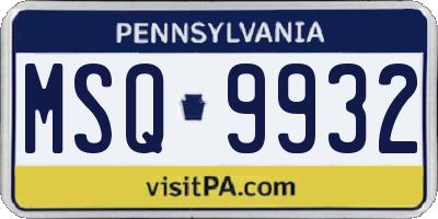 PA license plate MSQ9932