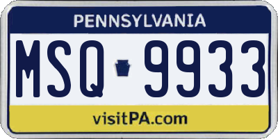 PA license plate MSQ9933
