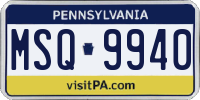 PA license plate MSQ9940