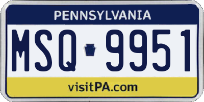 PA license plate MSQ9951