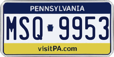 PA license plate MSQ9953