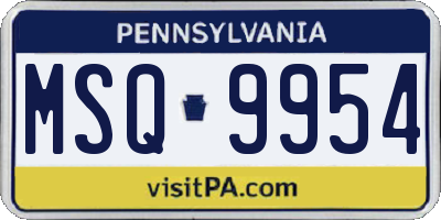 PA license plate MSQ9954