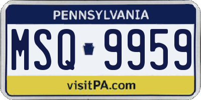 PA license plate MSQ9959
