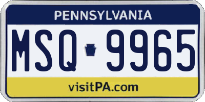 PA license plate MSQ9965