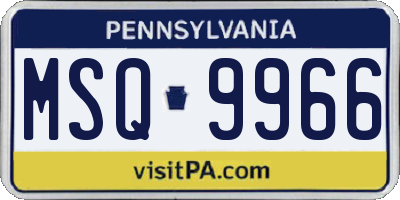 PA license plate MSQ9966