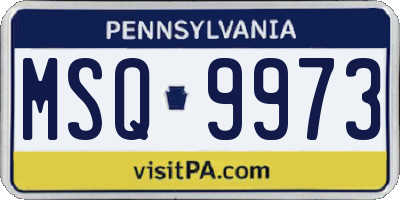 PA license plate MSQ9973