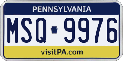 PA license plate MSQ9976