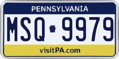 PA license plate MSQ9979