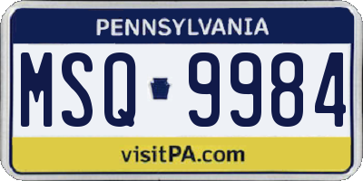 PA license plate MSQ9984