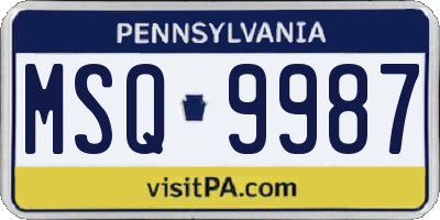 PA license plate MSQ9987