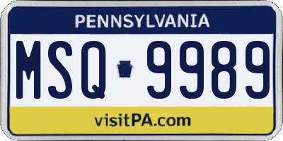 PA license plate MSQ9989