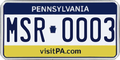 PA license plate MSR0003