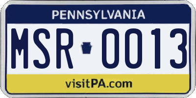 PA license plate MSR0013