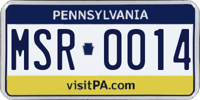 PA license plate MSR0014