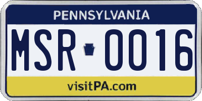 PA license plate MSR0016