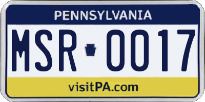 PA license plate MSR0017