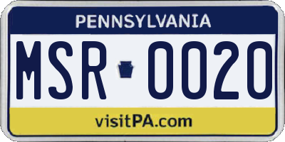 PA license plate MSR0020