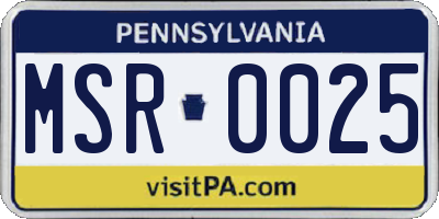 PA license plate MSR0025