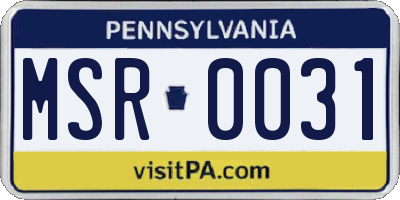 PA license plate MSR0031