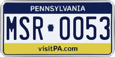 PA license plate MSR0053