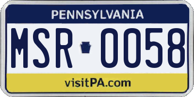 PA license plate MSR0058