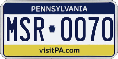 PA license plate MSR0070