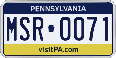 PA license plate MSR0071