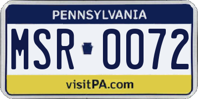 PA license plate MSR0072