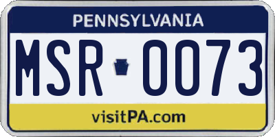 PA license plate MSR0073