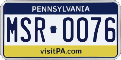 PA license plate MSR0076