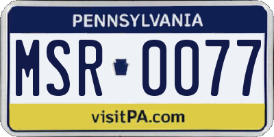 PA license plate MSR0077