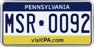 PA license plate MSR0092