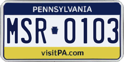 PA license plate MSR0103