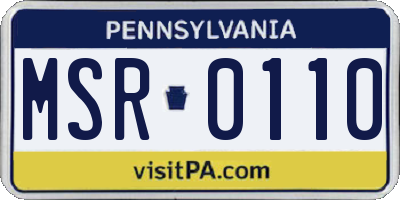 PA license plate MSR0110