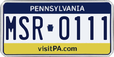 PA license plate MSR0111