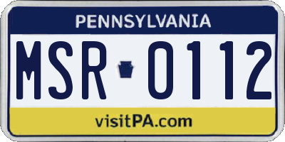 PA license plate MSR0112