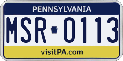 PA license plate MSR0113