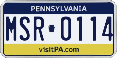 PA license plate MSR0114