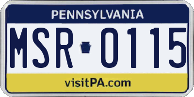 PA license plate MSR0115