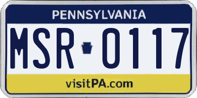 PA license plate MSR0117