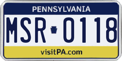 PA license plate MSR0118