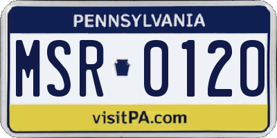 PA license plate MSR0120