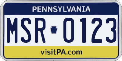 PA license plate MSR0123