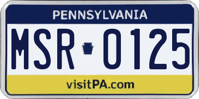 PA license plate MSR0125
