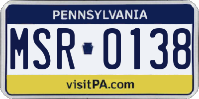 PA license plate MSR0138