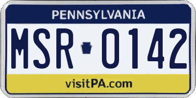 PA license plate MSR0142