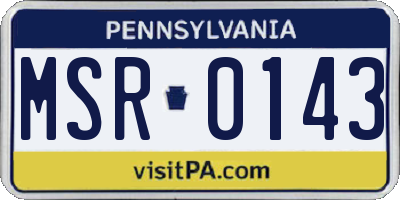 PA license plate MSR0143